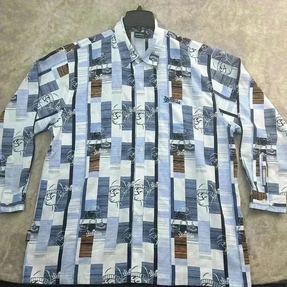 Southpole Shirt Men’s XL Button Up Long Sleeve Y2K 90’s Hip Hop Character AOP